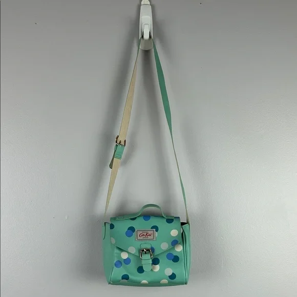 Cath Kidston Kids Retro Polka Dot Buckle Snap Closure Crossbody Bag Green Blue - Picture 3 of 14